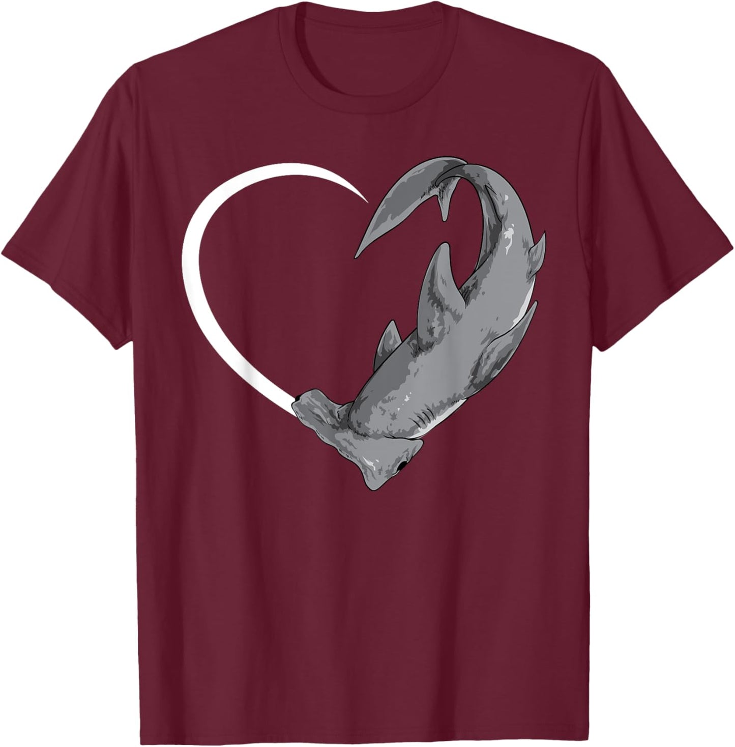 Hammerhead Shark Shirts Girls Kids Heart Cute T-Shirt - T-Shirt | Maroon