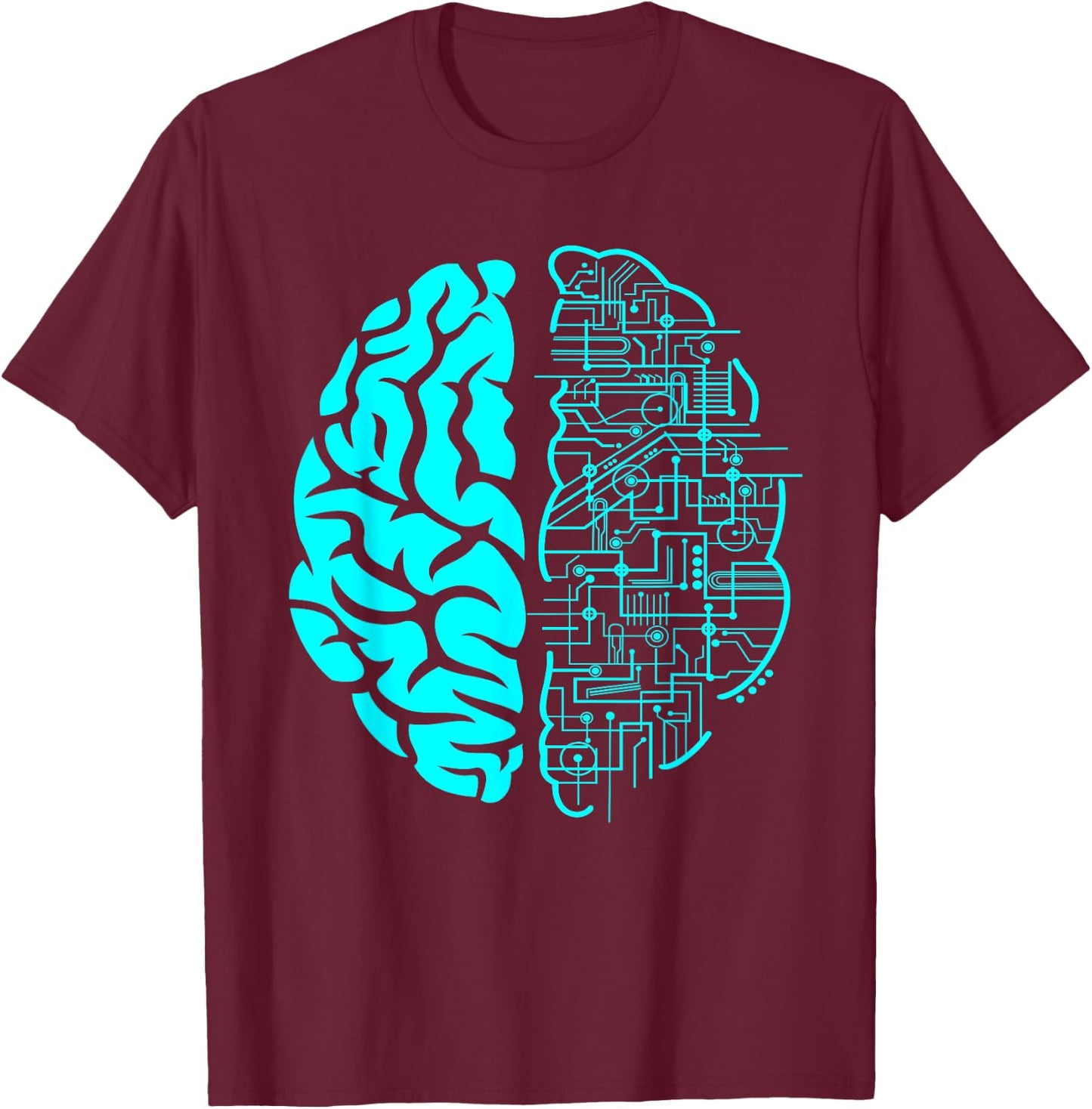 Computer Circuit Digital Brain Gifts For Science Nerds T-Shirt - T-Shirt | Maroon
