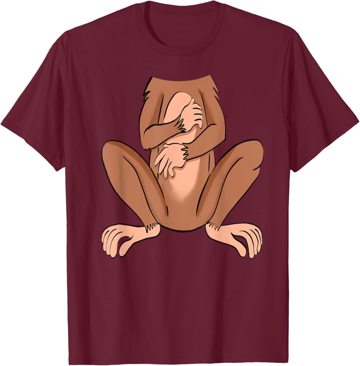 Monkey Halloween Costume Cute Pretend Monkey Outfit T-Shirt - T-Shirt | Maroon