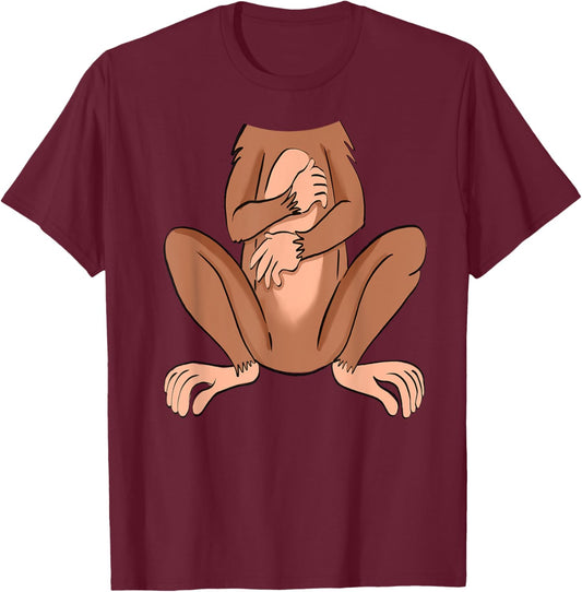 Monkey Halloween Costume Cute Pretend Monkey Outfit T-Shirt - T-Shirt | Maroon