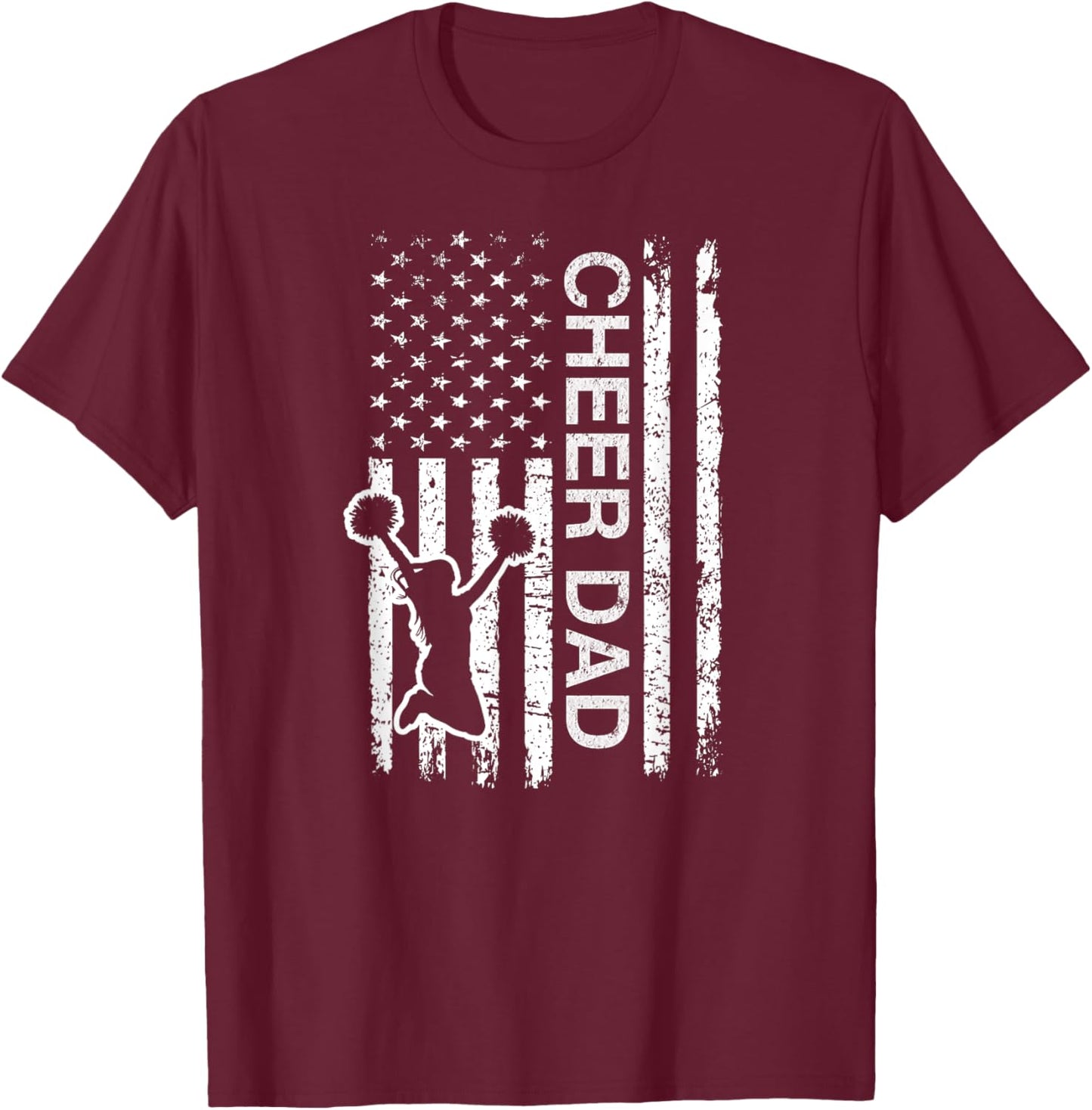 Cheer Dad Flag Royal Blue Cheerleading T-Shirt - T-Shirt | Maroon