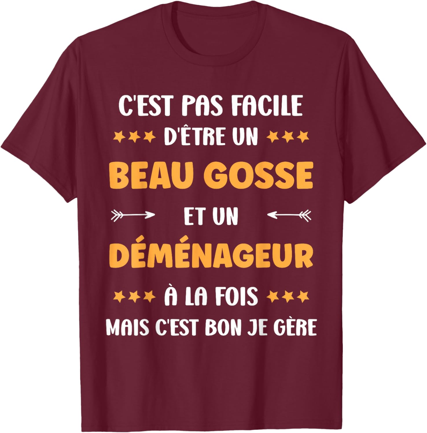 Departure Job Super Mover Humor Handsome Kid Mover , Black, S T-Shirt - T-Shirt | Maroon