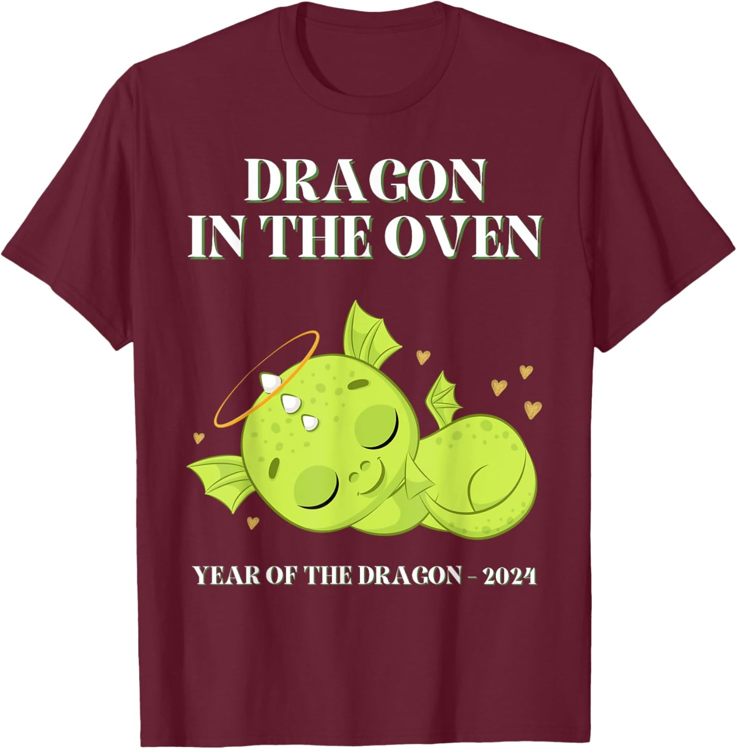 Baby Shower, Expecting Mom, Mothers Day 2024, Year of Dragon T-Shirt - T-Shirt | Maroon