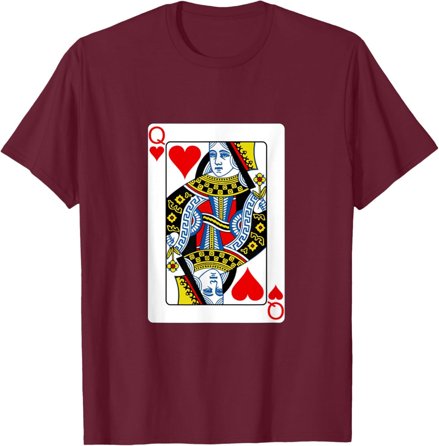 funny halloween shirt 2025 Queen Playing Card Costume fun T-Shirt - T-Shirt | Maroon