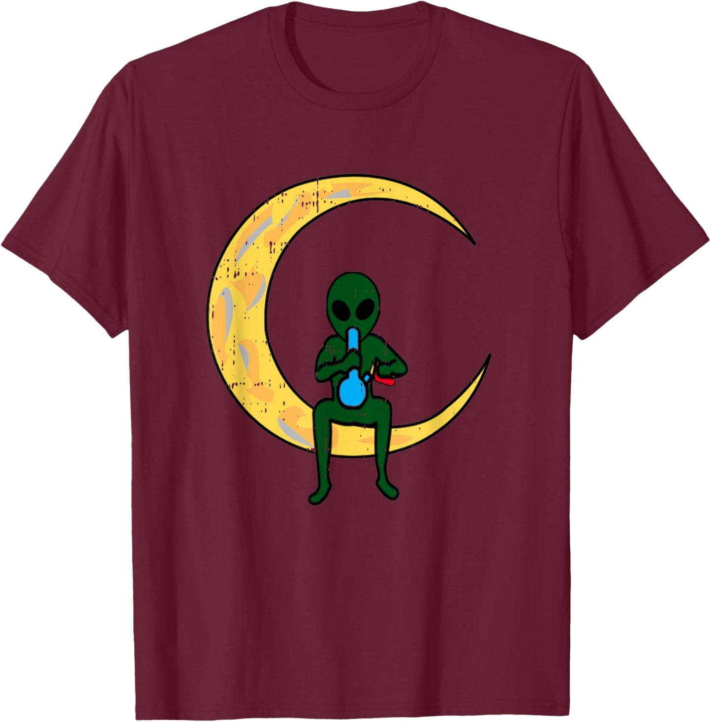 Area-51 Alien Smoking Lazy Weed CBD Cannabis Halloween Gift T-Shirt - T-Shirt | Maroon