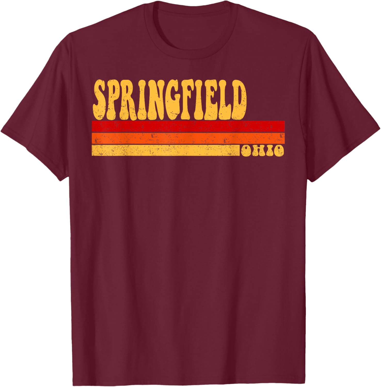 SPRINGFIELD Ohio City Vintage Roots Retro Design 70s 80s T-Shirt - T-Shirt | Maroon