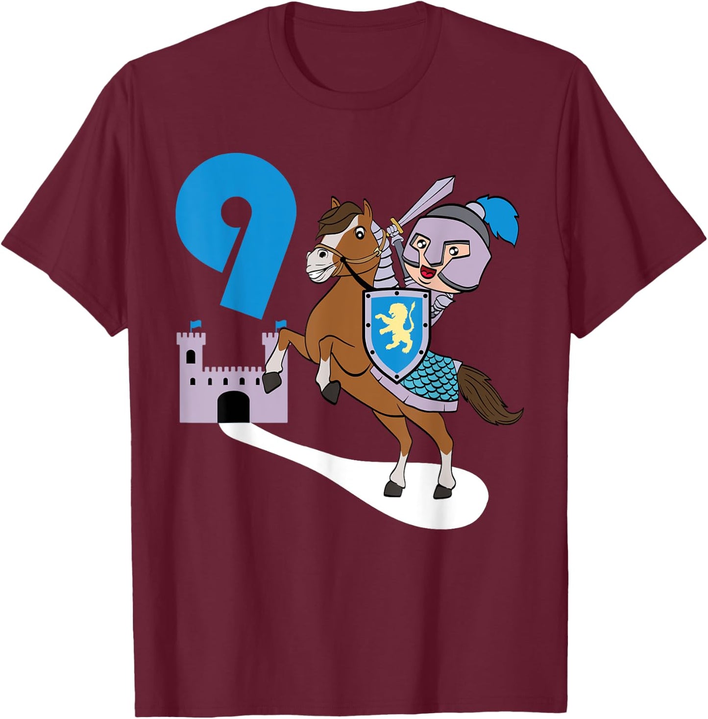 Children's Knight 9th Birthday Castle Armour Medieval T-Shirt - T-Shirt | Maroon