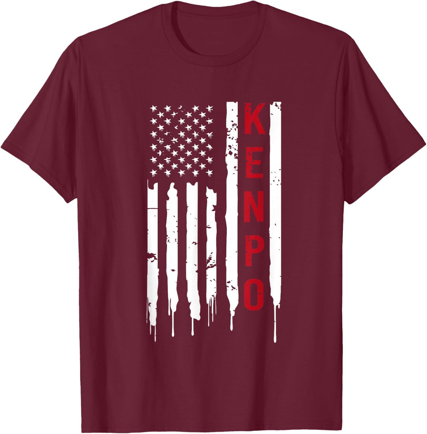 Kenpo Karate American Flag T-Shirt - T-Shirt | Maroon