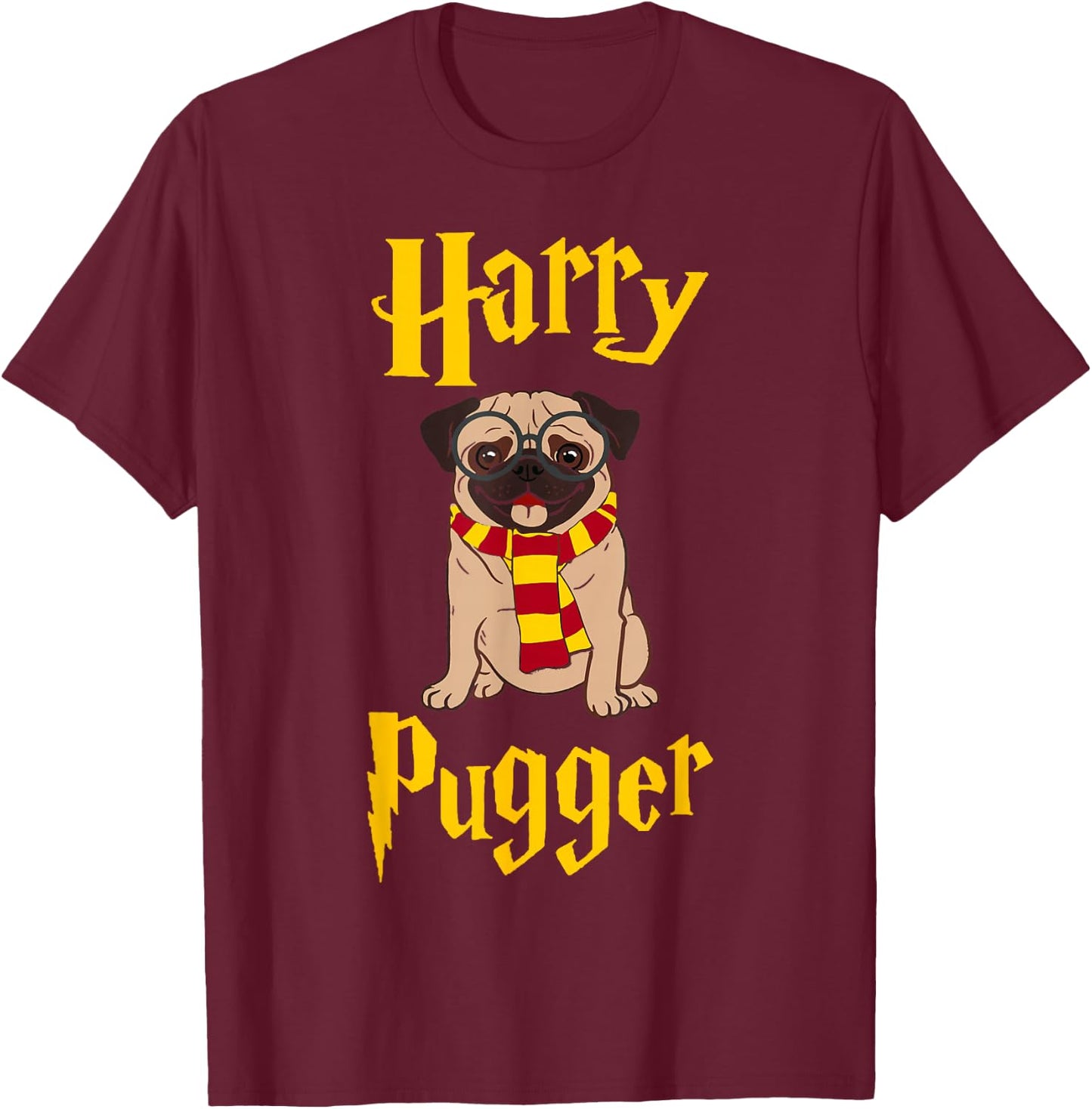 Lovely Harry Pugger, Pug T-Shirt - T-Shirt | Maroon