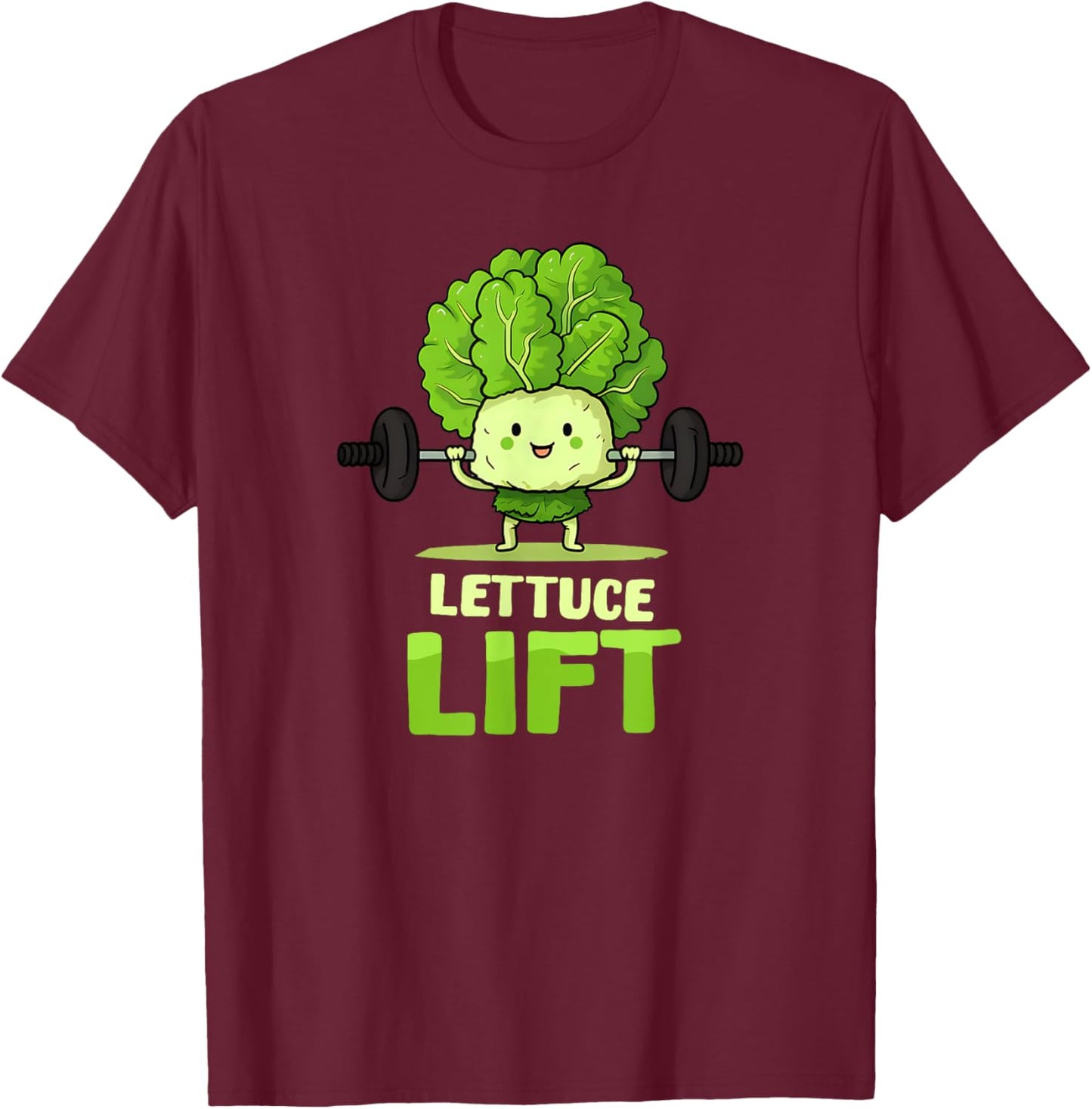 Lettuce Lift Design Vegan Athlete T-Shirt - T-Shirt | Maroon
