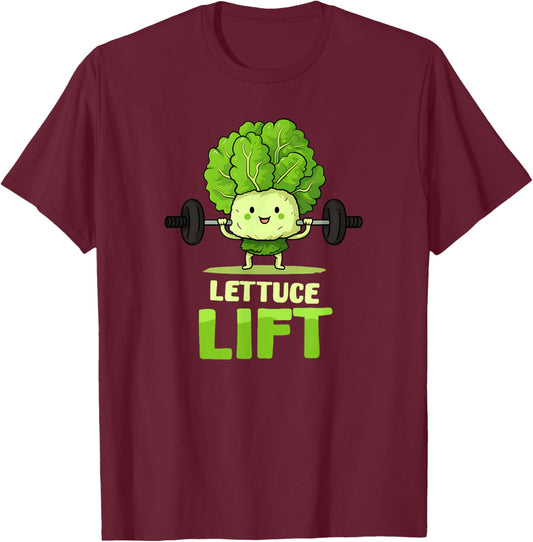 Lettuce Lift Design Vegan Athlete T-Shirt - T-Shirt | Maroon