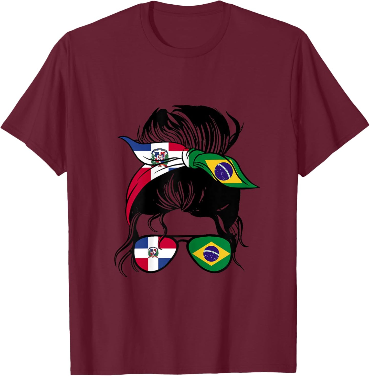 Half Dominican half Brazilian Mix Dominican and Brazil Roots T-Shirt - T-Shirt | Maroon
