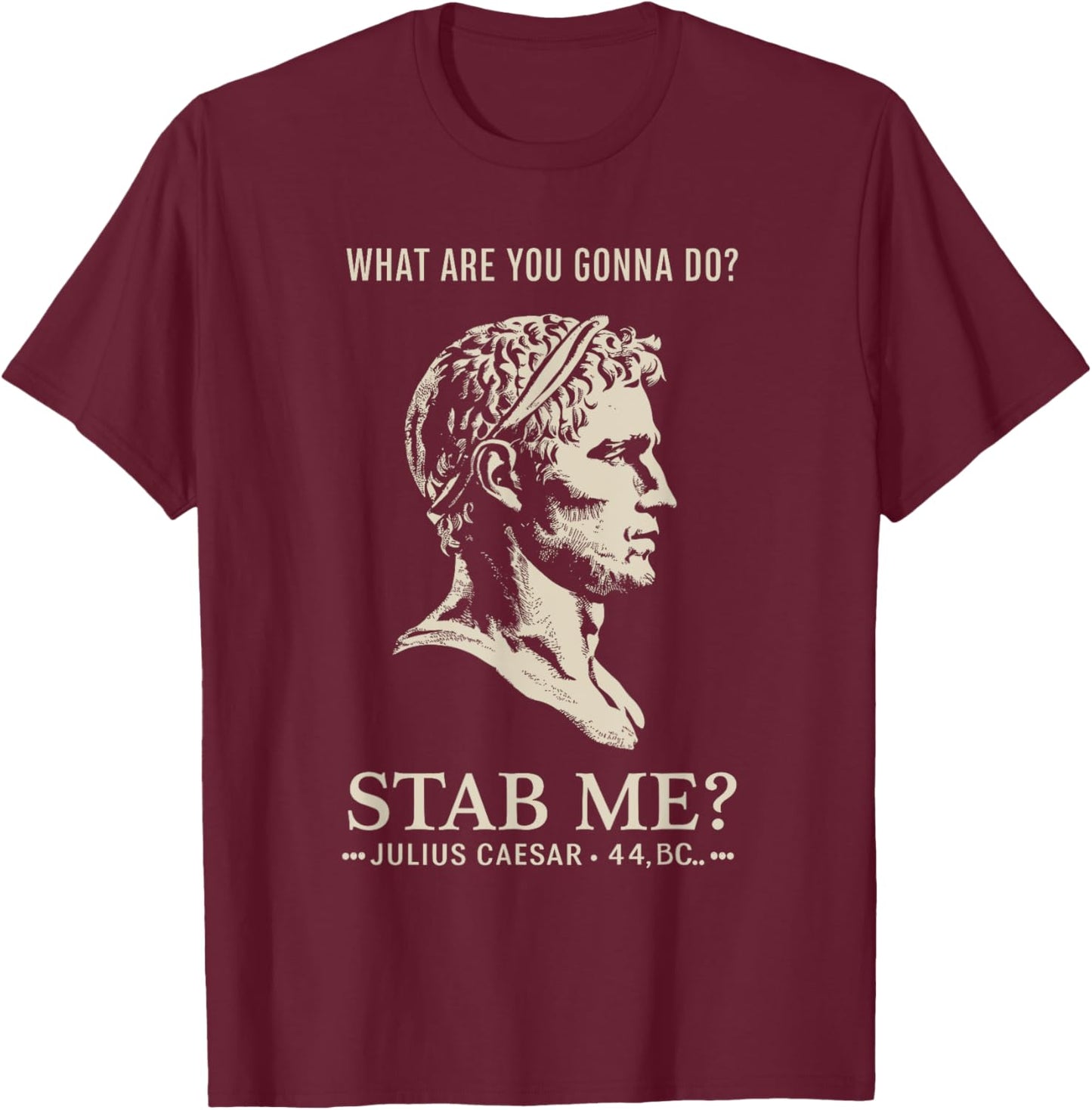 Julius Caesar Stab Me Historical Humor, Roman Empire Meme T-Shirt - T-Shirt | Maroon