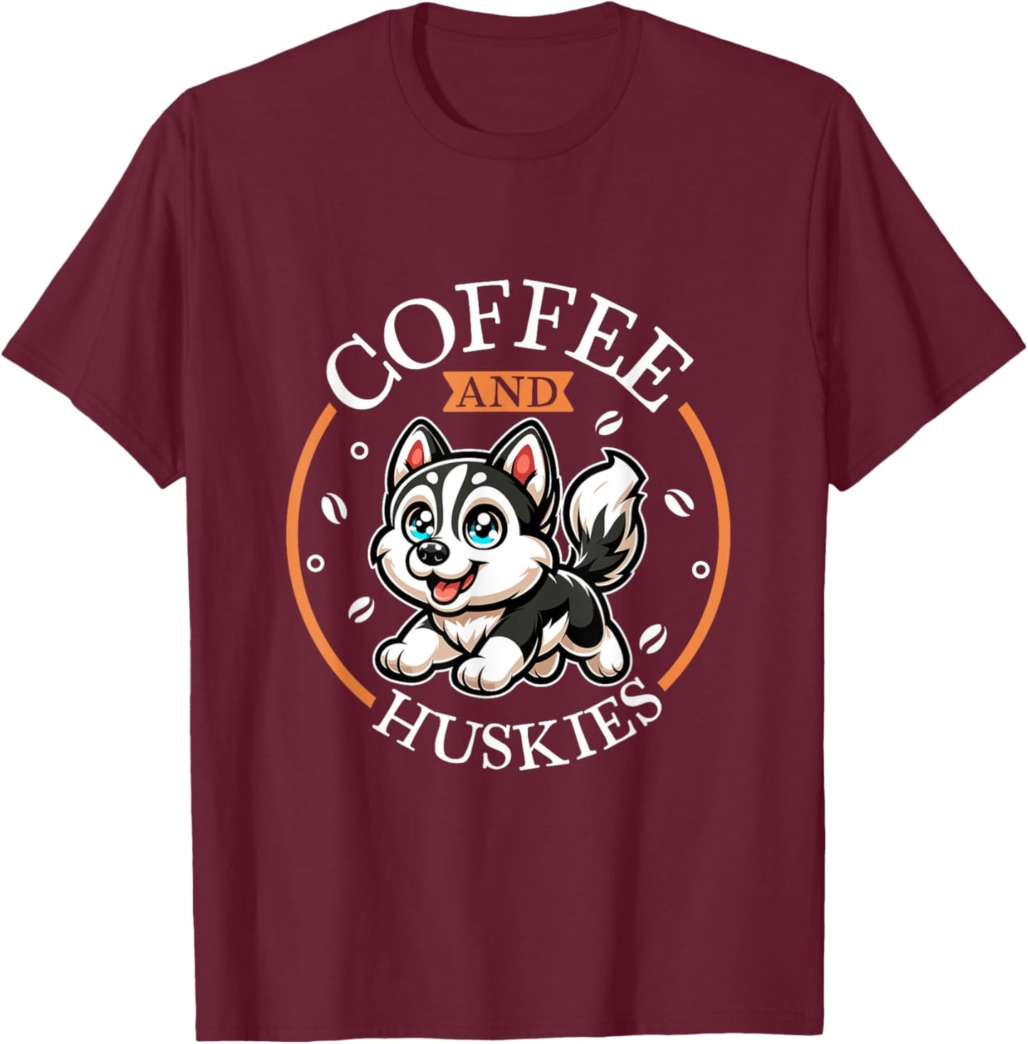 Coffee and Siberian Husky T-Shirt - T-Shirt | Maroon