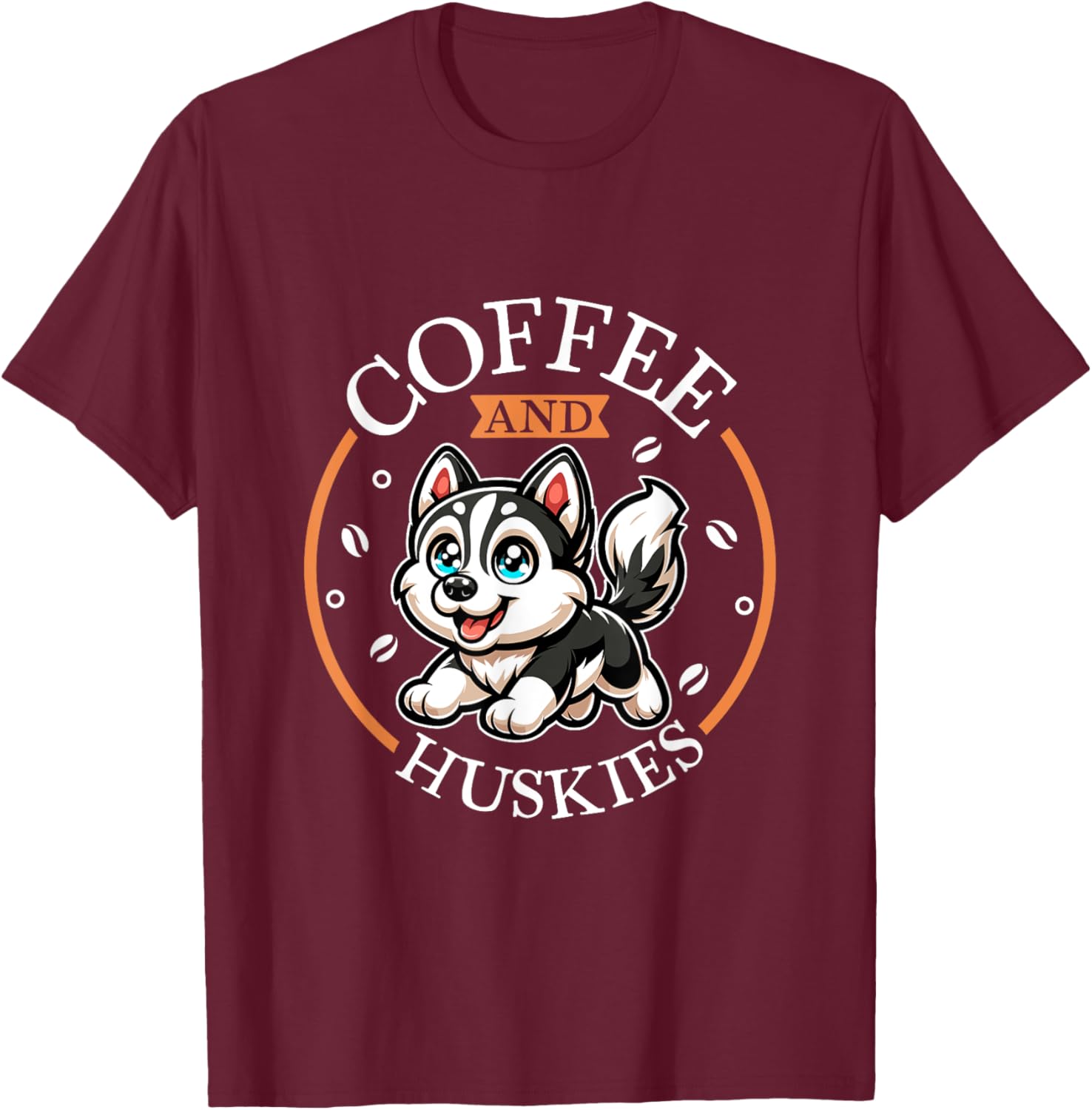 Coffee and Siberian Husky T-Shirt - T-Shirt | Maroon