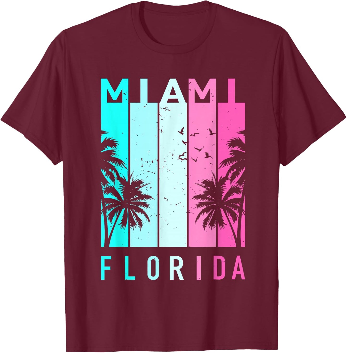 Retro Miami Florida Beach Souvenir Men Women Kids T-Shirt - T-Shirt | Maroon