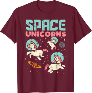 Space Unicorn Astronaut Cute Galaxy Animal Women Girls Kids T-Shirt - T-Shirt | Maroon
