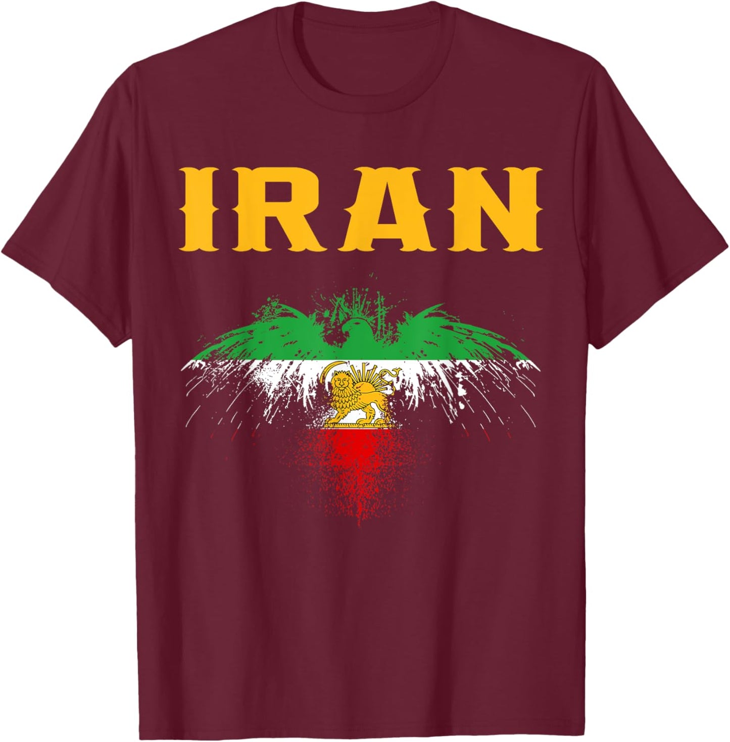 Iran,Iran Lion Sun Flag,Persian,Iran Flag. T-Shirt - T-Shirt | Maroon