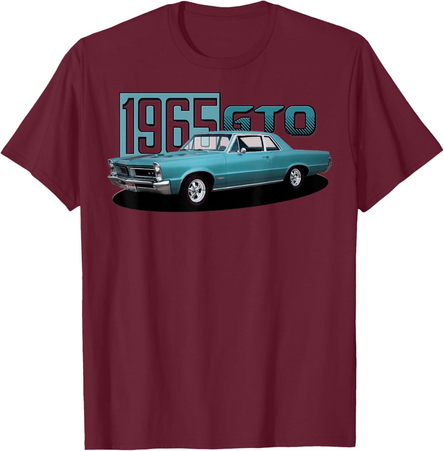 1965 65 GTO Classic Car Old School Muscle Blue Car T-Shirt - T-Shirt | Maroon