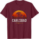 Carlsbad California CA Palms Surf Sunset Vintage Men Women Kids T-Shirt - T-Shirt | Maroon