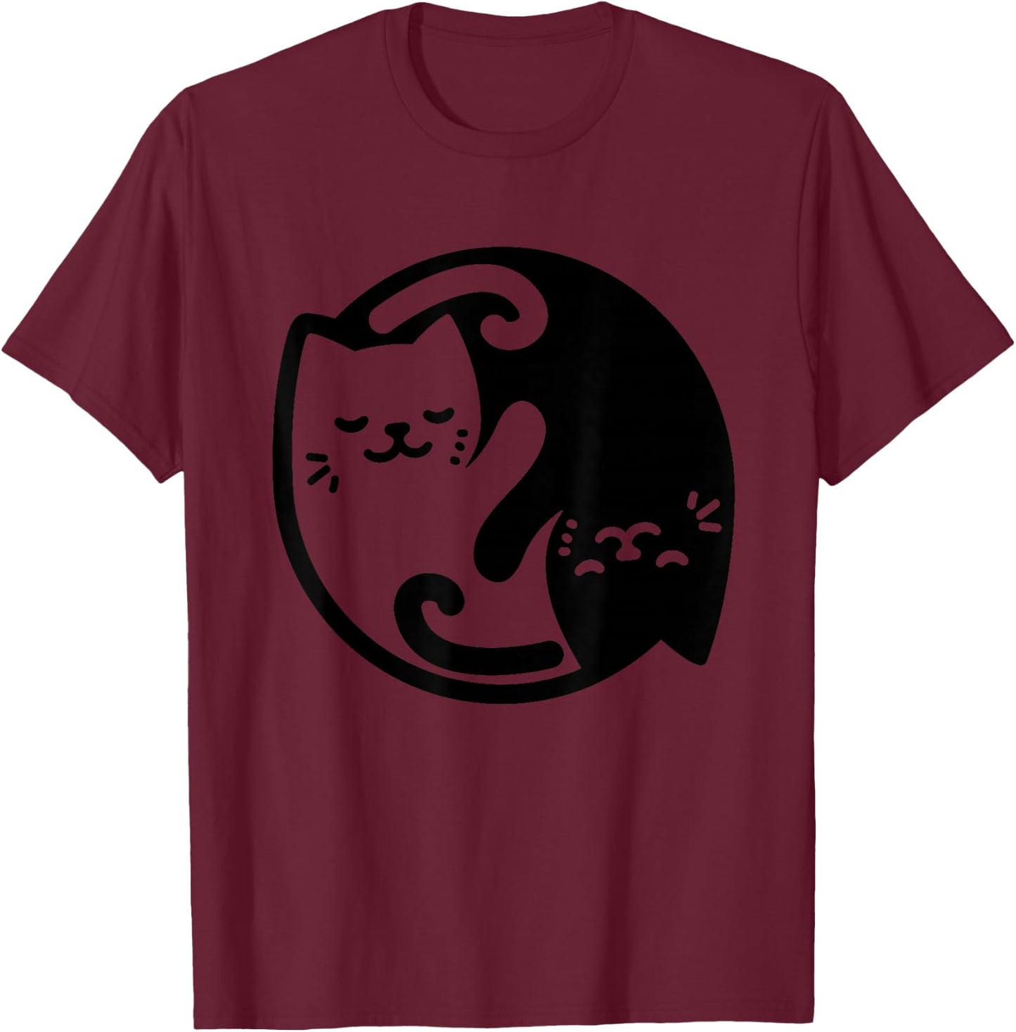 Cute Cat Yin And Yang For Cat Mommies T-Shirt - T-Shirt | Maroon