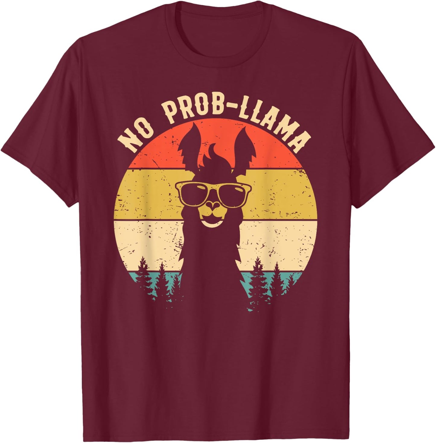 NO PROB-LLAMA - Vintage Llama Alpaca T-Shirt - T-Shirt | Maroon