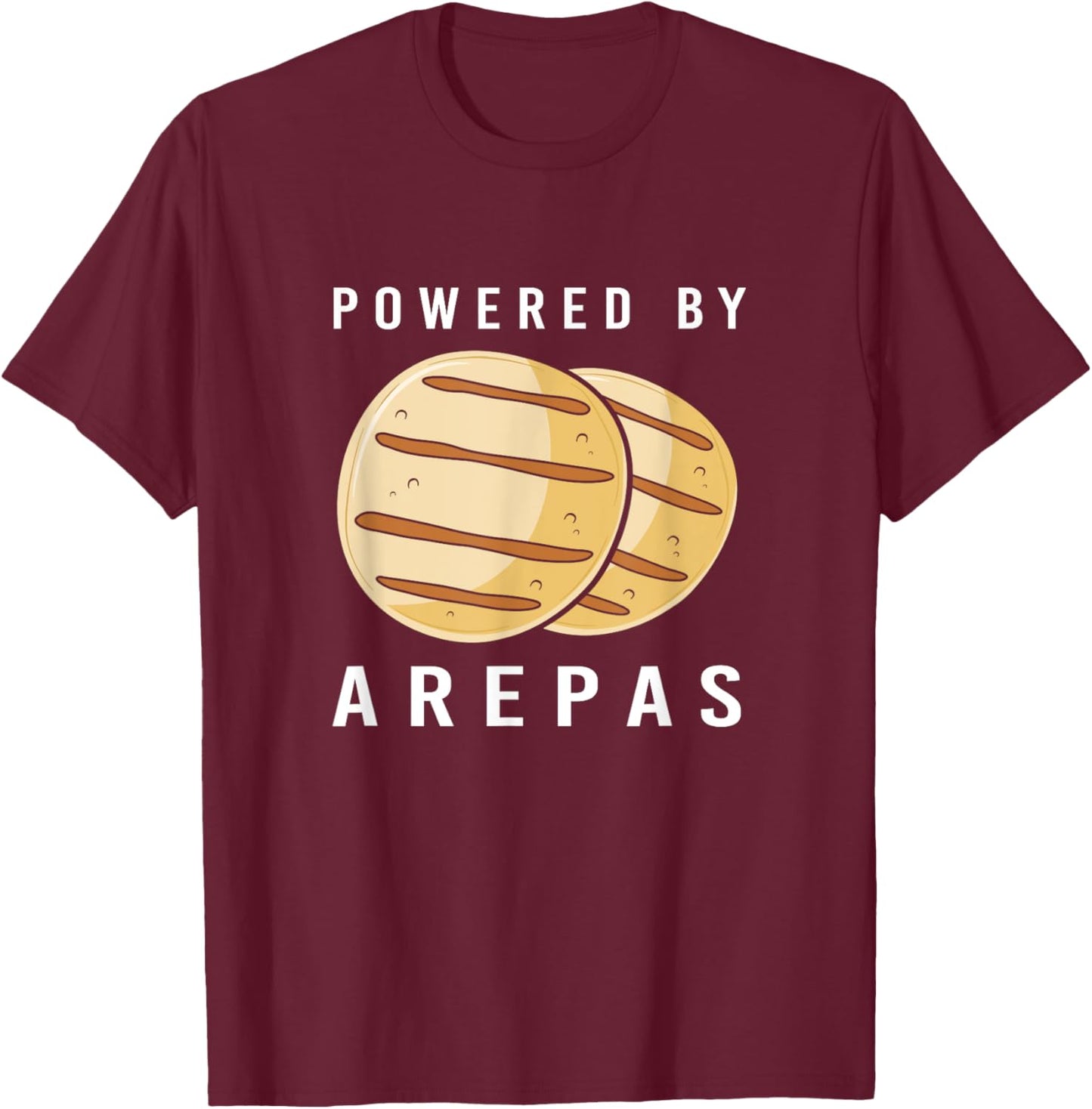 Venezuela Powered By Arepas Venezuelan Food T-Shirt - T-Shirt | Maroon