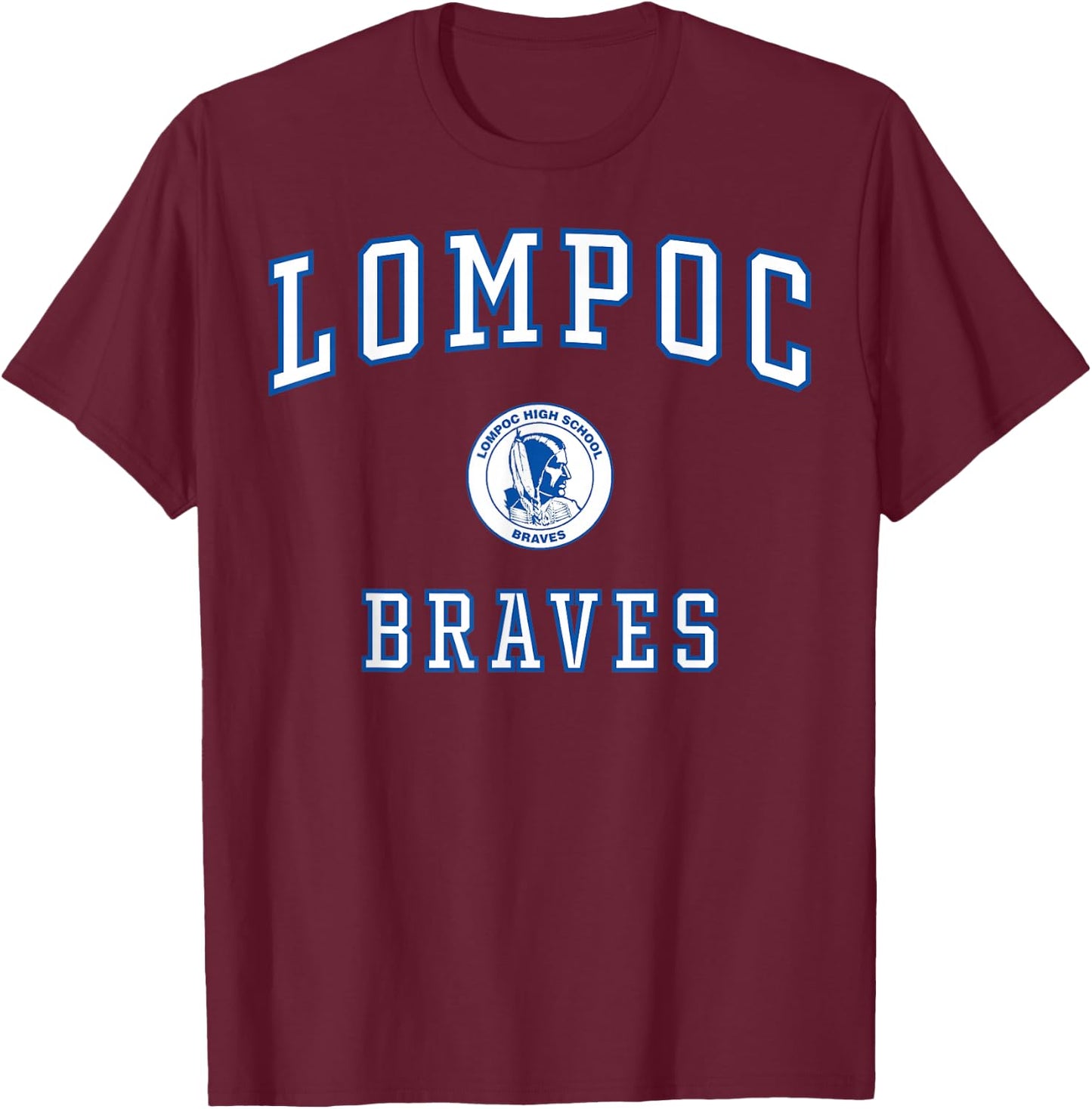 Lompoc High School Braves C1 T-Shirt - T-Shirt | Maroon