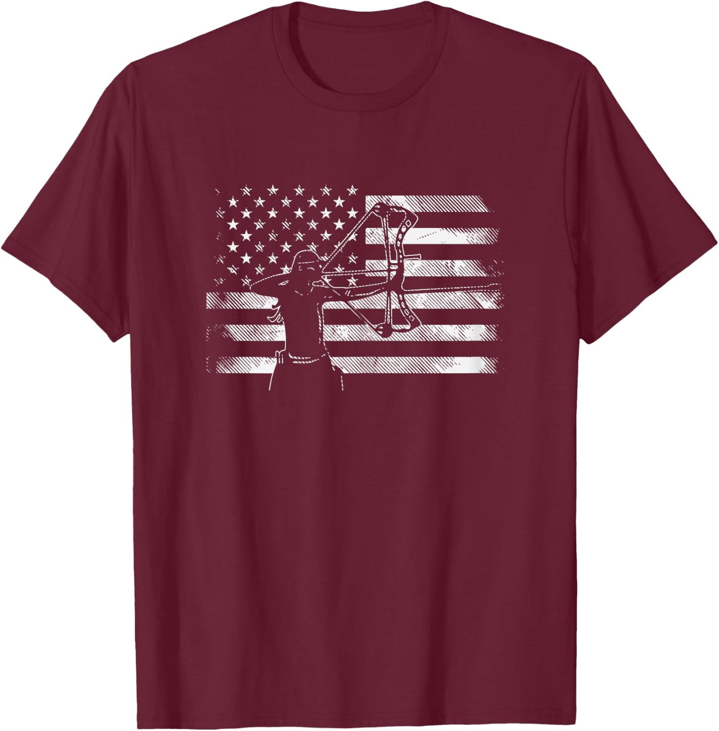 American Flag Archer Girl Archery Bow Hunting USA Women Gift T-Shirt - T-Shirt | Maroon