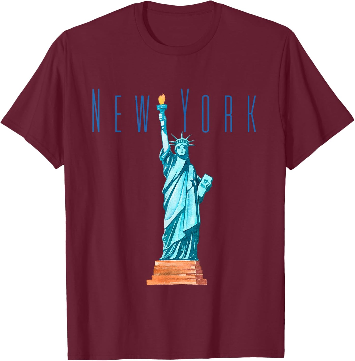 Statue of Liberty- USA- New York- Tourists Outfit T-Shirt - T-Shirt | Maroon