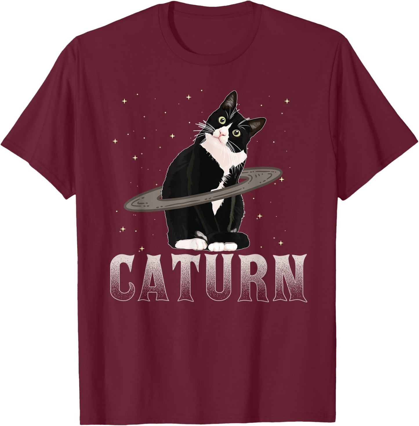 Caturn Cat Mom Cat Dad Space Cat Shirt Women Kids T-Shirt - T-Shirt | Maroon