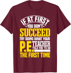 PE Teacher Gym Coach Instructor Physical Education Sport Women Kids T-Shirt - T-Shirt | Maroon