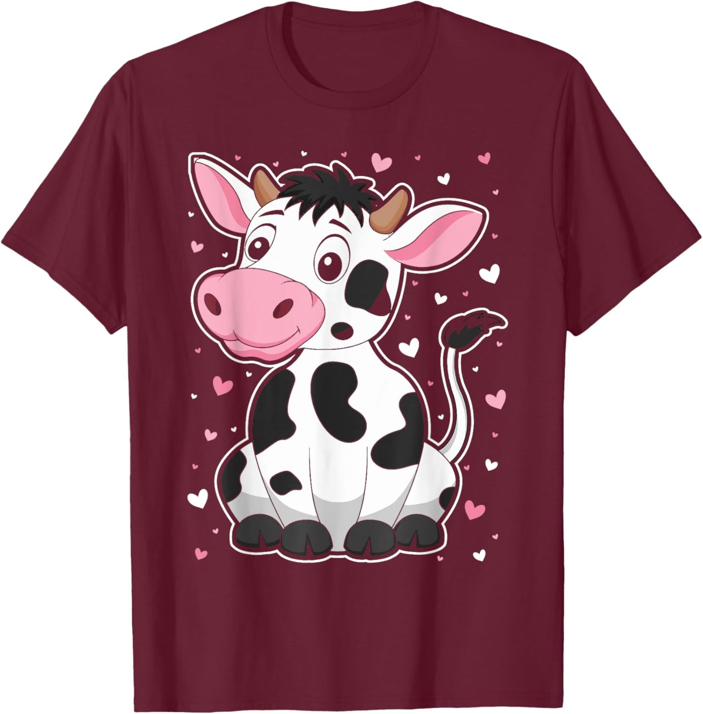 Cute Cow Print Kawaii Cow Lover Women Girls Kids Toddlers T-Shirt - T-Shirt | Maroon