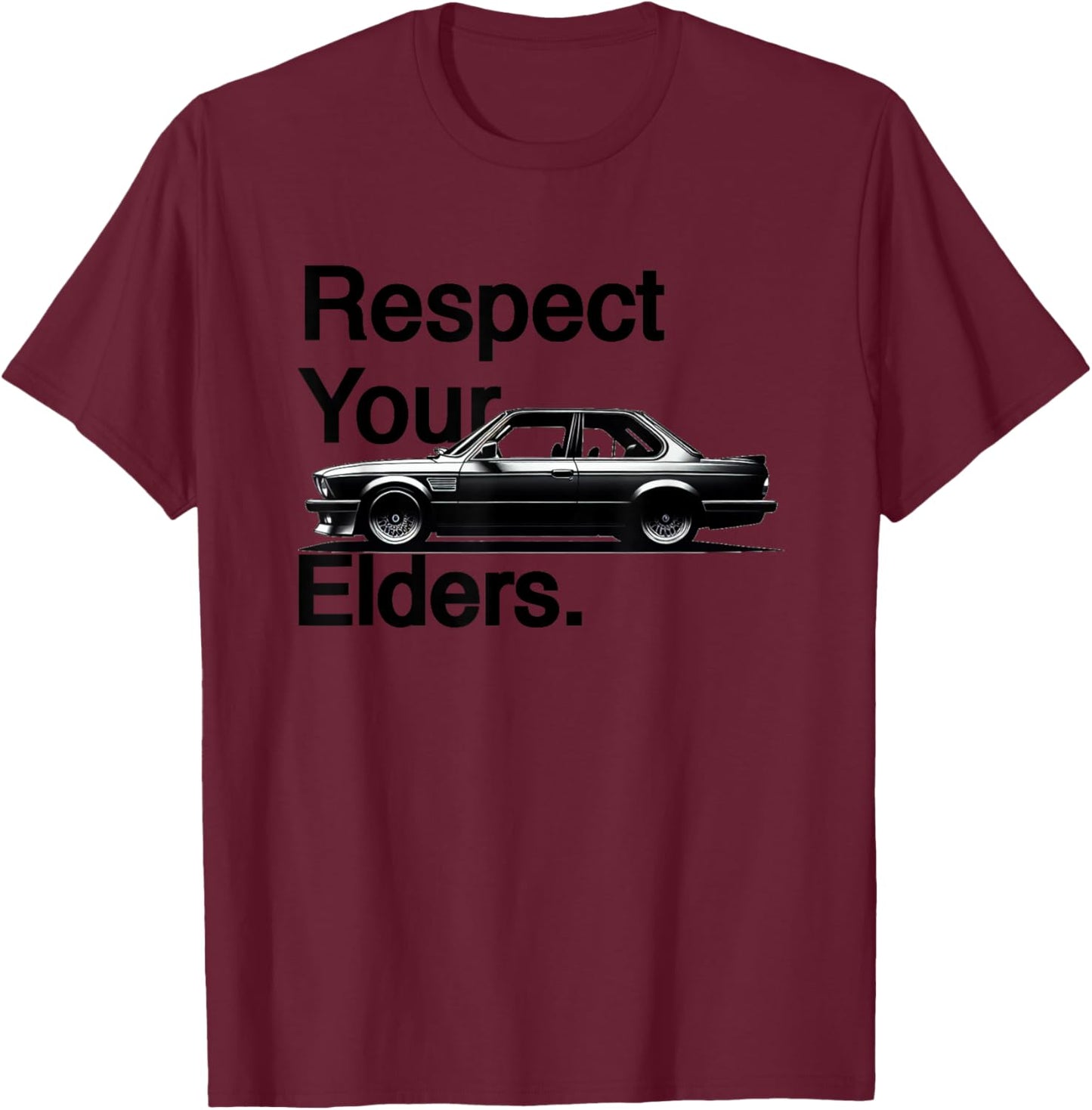 Respect Your Elders Vintage Euro E28 Coupe Concept T-Shirt - T-Shirt | Maroon