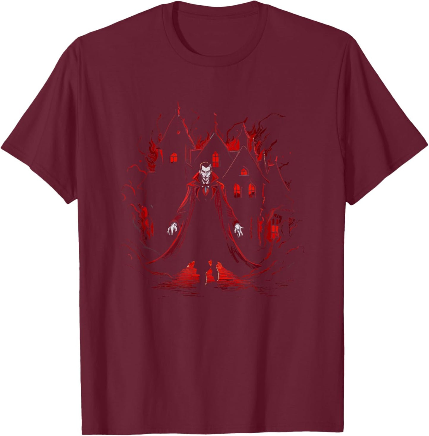 Vampire House Dracula - Vintage Vampire Halloween Costume T-Shirt - T-Shirt | Maroon