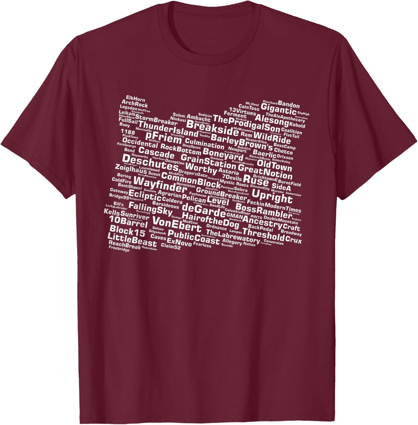 Oregon Breweries T-Shirt - T-Shirt | Maroon