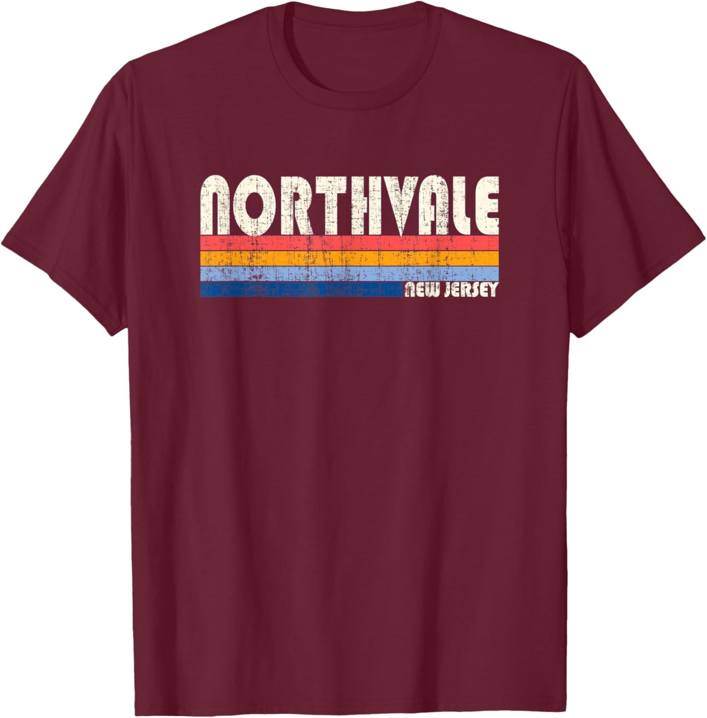 Vintage Retro 70s 80s Style Hometown of Northvale, NJ T-Shirt - T-Shirt | Maroon