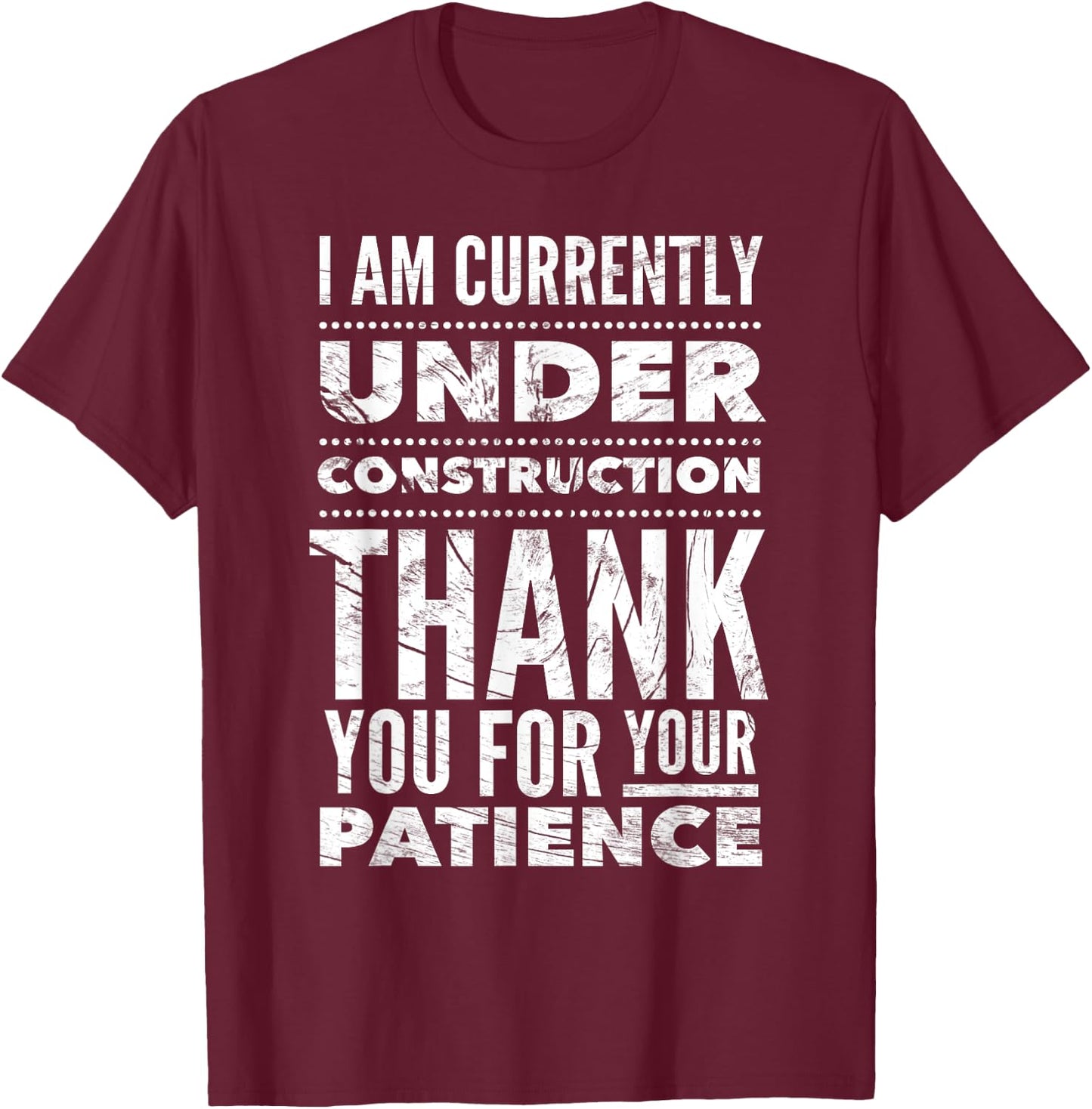 Funny Hospital Get Well Soon Gifts Under Construction Post Surgery - Black, -Adults, Short Sleeve, Medium, US Size 15, 21 Inches Sleeve Length T-Shirt - T-Shirt | Maroon