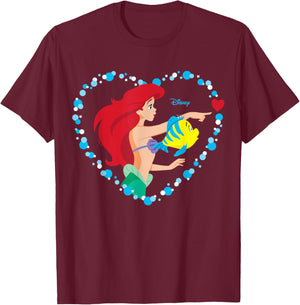 Disney Princess - Ariel Heart Valentine's Day T-Shirt - T-Shirt | Maroon