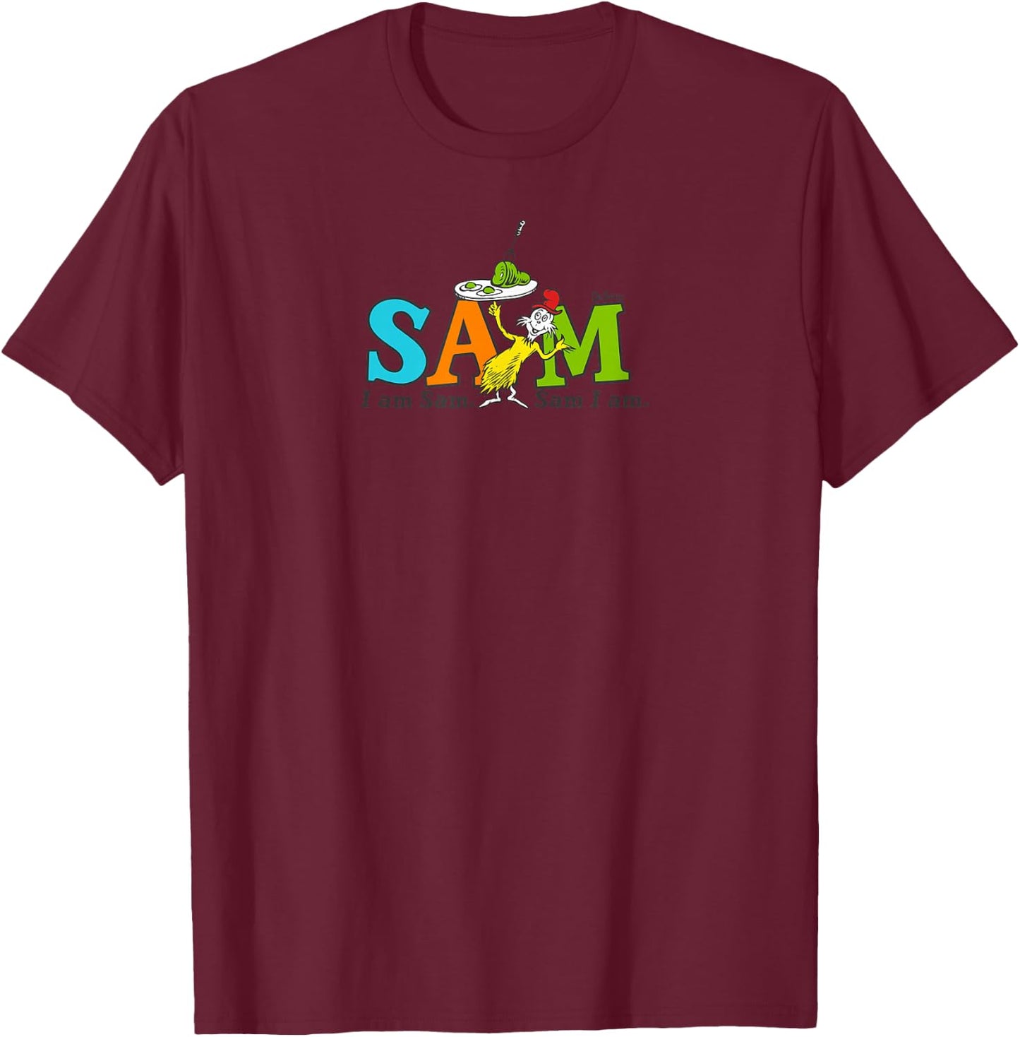 Dr. Seuss Green Eggs and Ham SAM T-Shirt - T-Shirt | Maroon