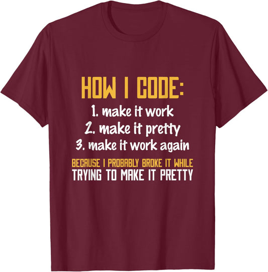 Programmer Coder - Developer Programming Coding T-Shirt - T-Shirt | Maroon