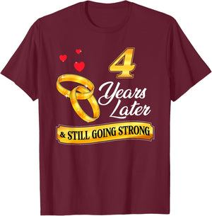 Celebrate 4 Years Of Marriage! 4th Wedding Anniversary T-Shirt - T-Shirt | Maroon
