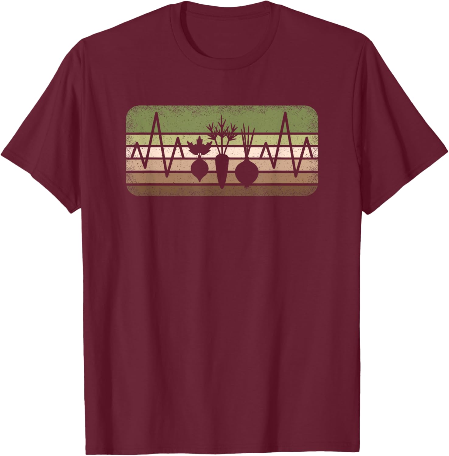 Funny Gardener Heartbeat Retro Graden Gardening Men T-Shirt - T-Shirt | Maroon