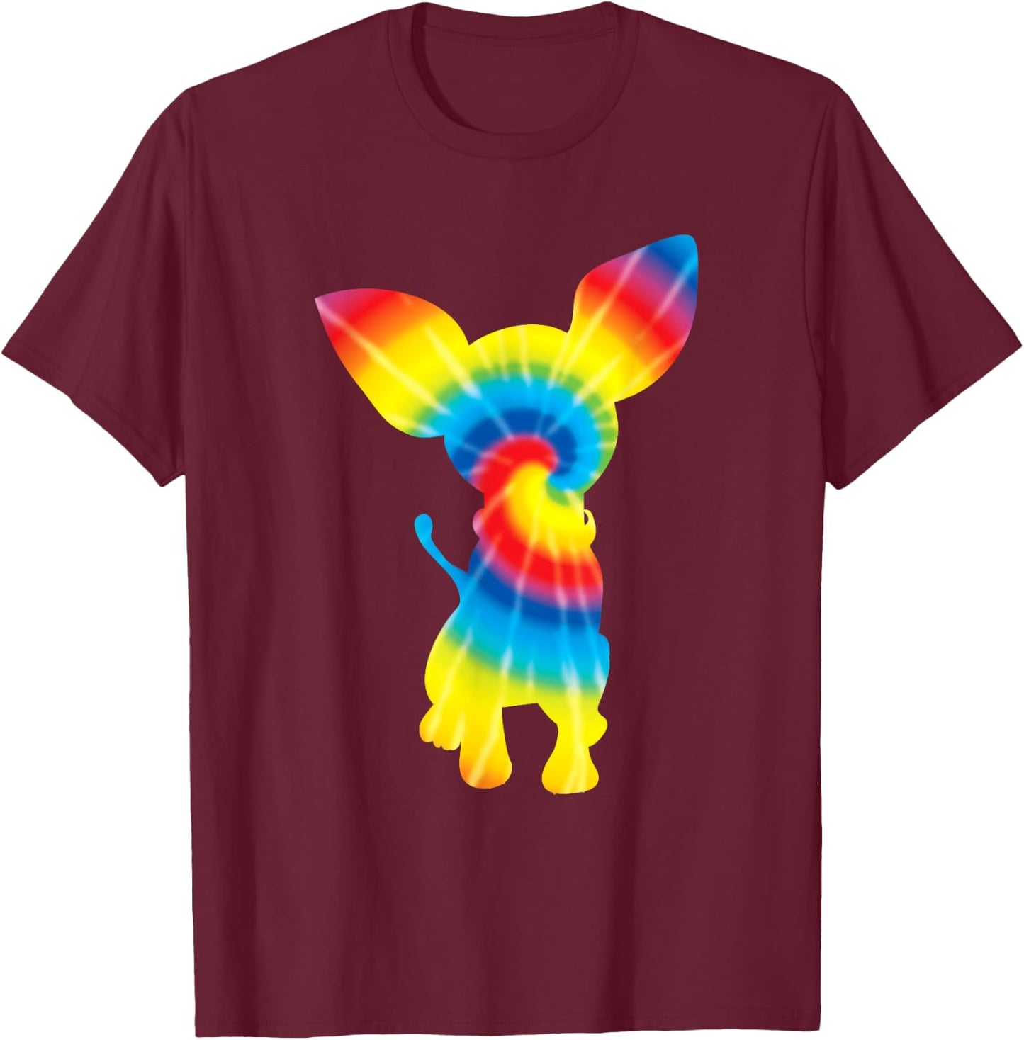 Tie Dye Chihuahua Rainbow Print Dog Pup Hippie Peace Gift Women Girls Kids T-Shirt - T-Shirt | Maroon