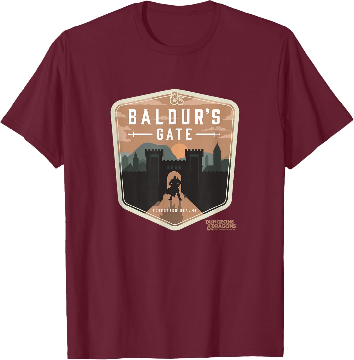 Dungeons & Dragons Baldur's Gate Forgotten Realms Logo T-Shirt - T-Shirt | Maroon