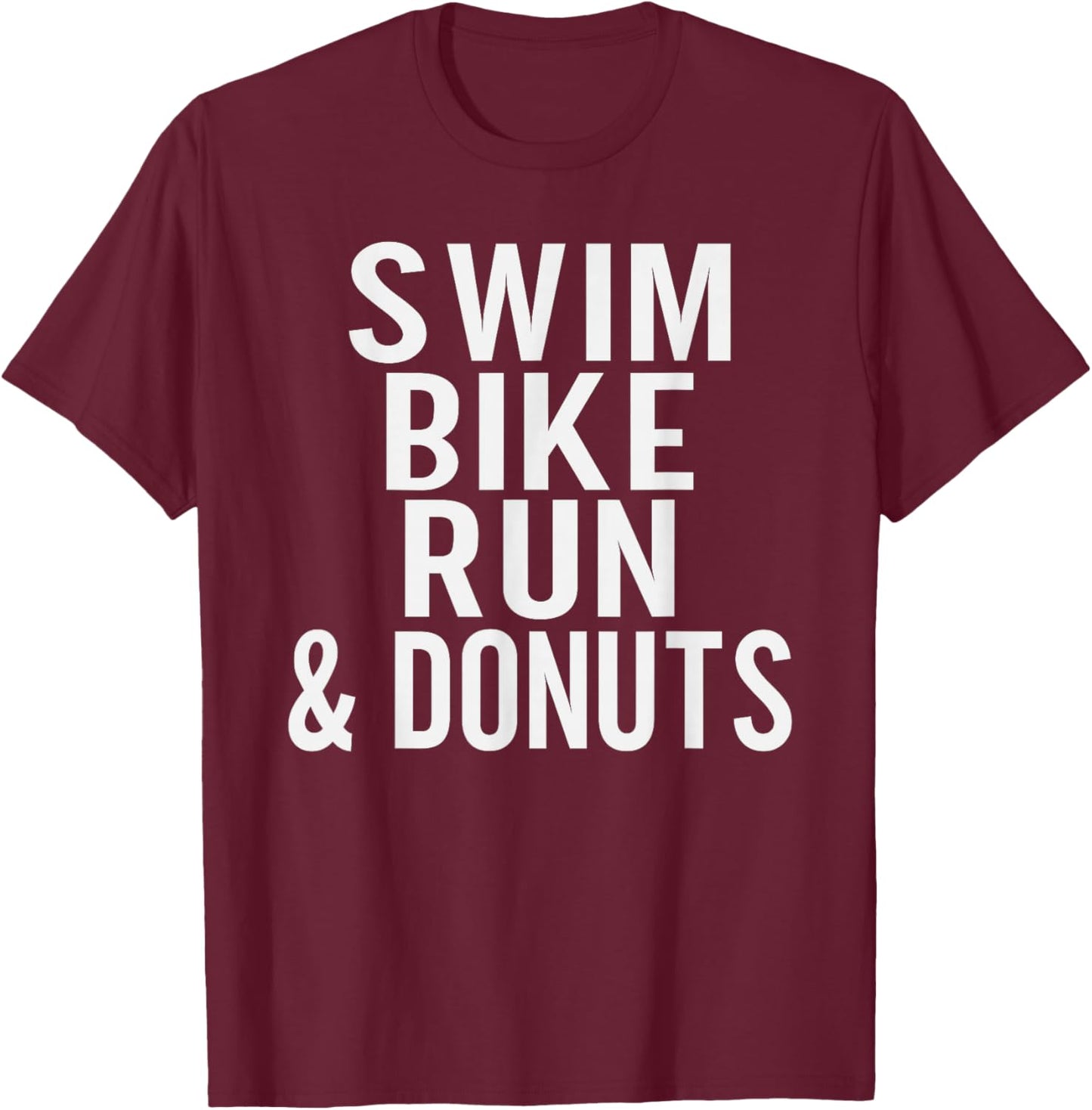 Swim Bike Run and Donuts Lover Triathlon T-Shirt - T-Shirt | Maroon