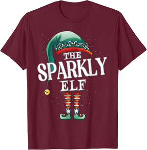 Sparkly Elf Christmas Group Xmas Pajama Party T-Shirt - T-Shirt | Maroon
