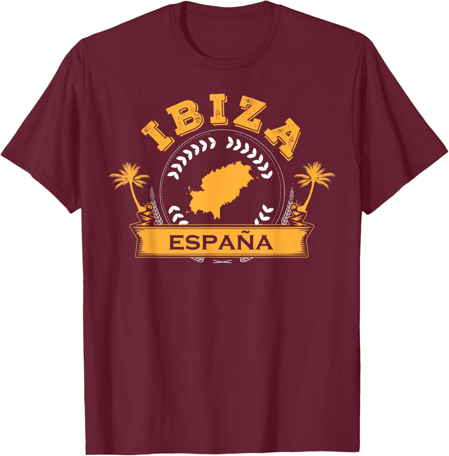 Ibiza Espana Beach Palm Tree Party Destination Gift Men Women Girls Kids T-Shirt - T-Shirt | Maroon