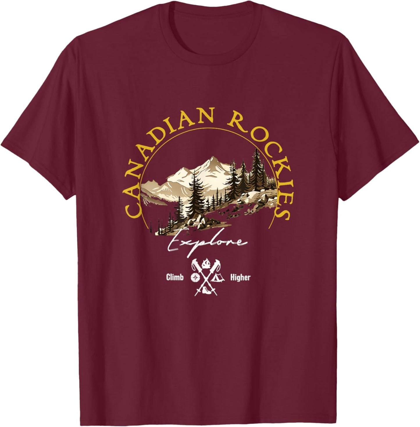 Canadian Rockies Retro Vintage Apparel - Souvenir T-Shirt - T-Shirt | Maroon
