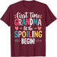 Grandma Spoiling Begin First Time Grandma T-Shirt - T-Shirt | Maroon